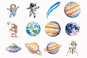 Watercolor Astronaut Clipart Set, an Illustration by Design Market (Thumbnail 2 of 5)