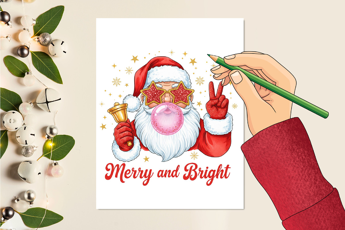 Retro Santa Blowing Bubble PNG, a Seasonal Illustration by Rose Art (Photo 2 of 4)
