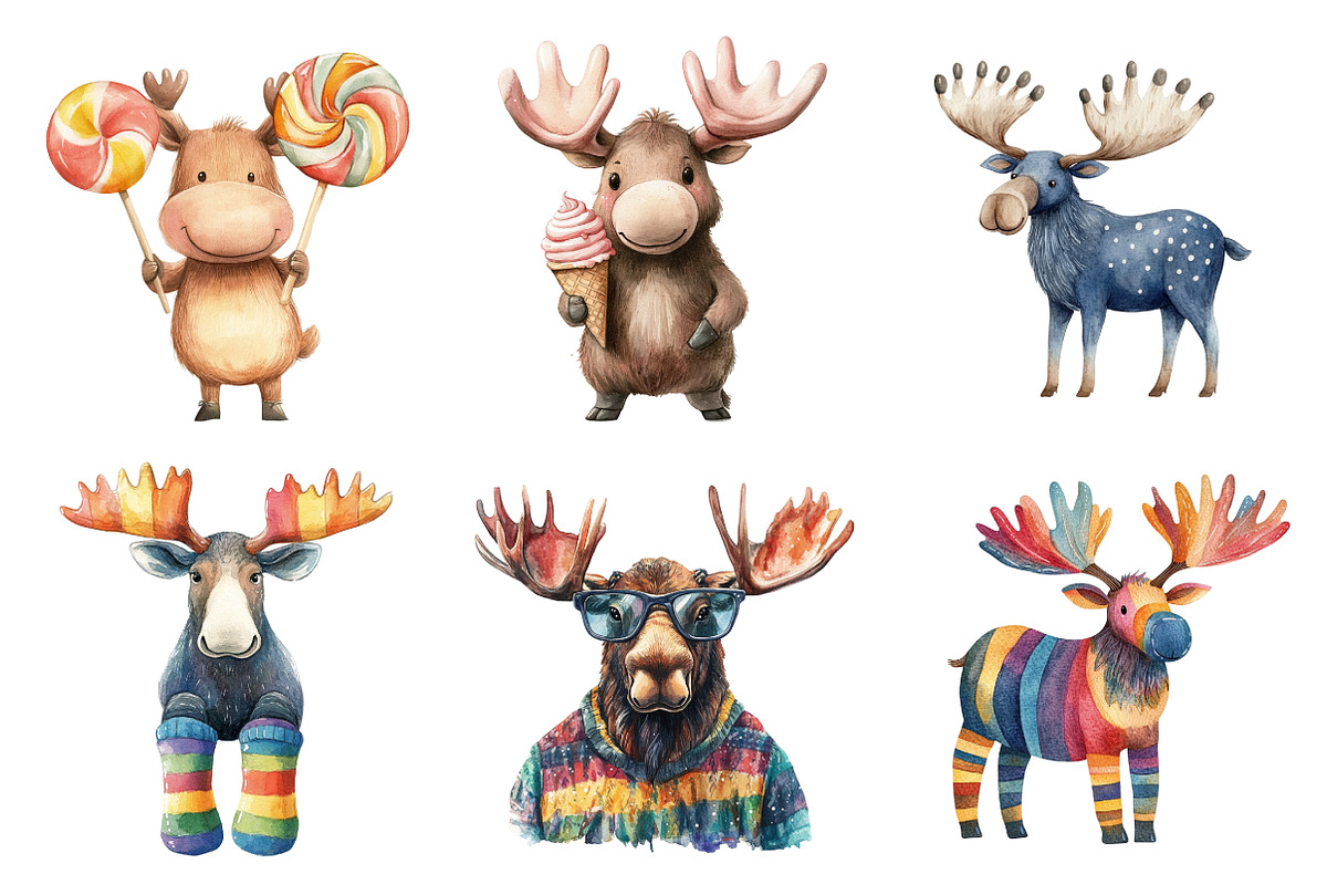 Funny Moose Sublimation Clipart, a Graphic by CitraGraphics (Photo 2 of 3)