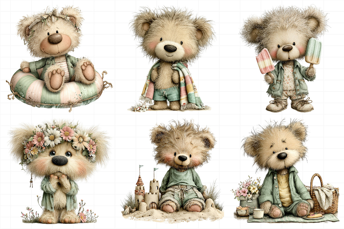 Funny Summer Teddy Bear Clipart, an Illustration by Daily.Designs (Photo 6 of 8)