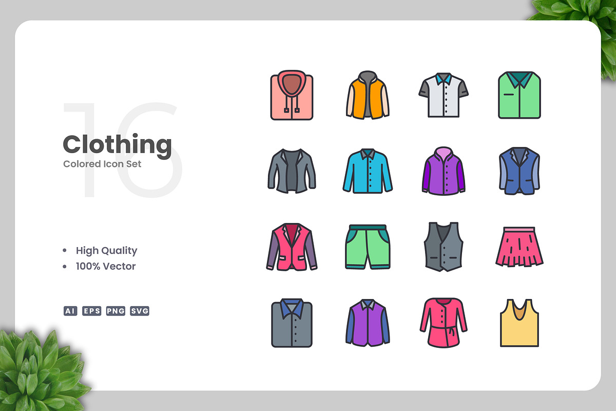 Clothing Colored Icons, an Icon by Upnowgraphic