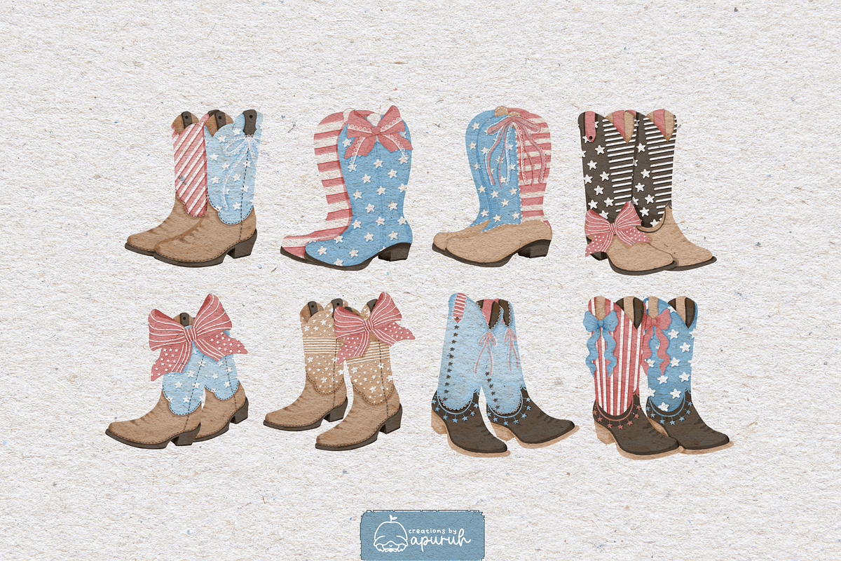 Coquette Cowgirl Boots 4th of July, a Decorative Illustration by creationsbyapuruh (Photo 2 of 7)