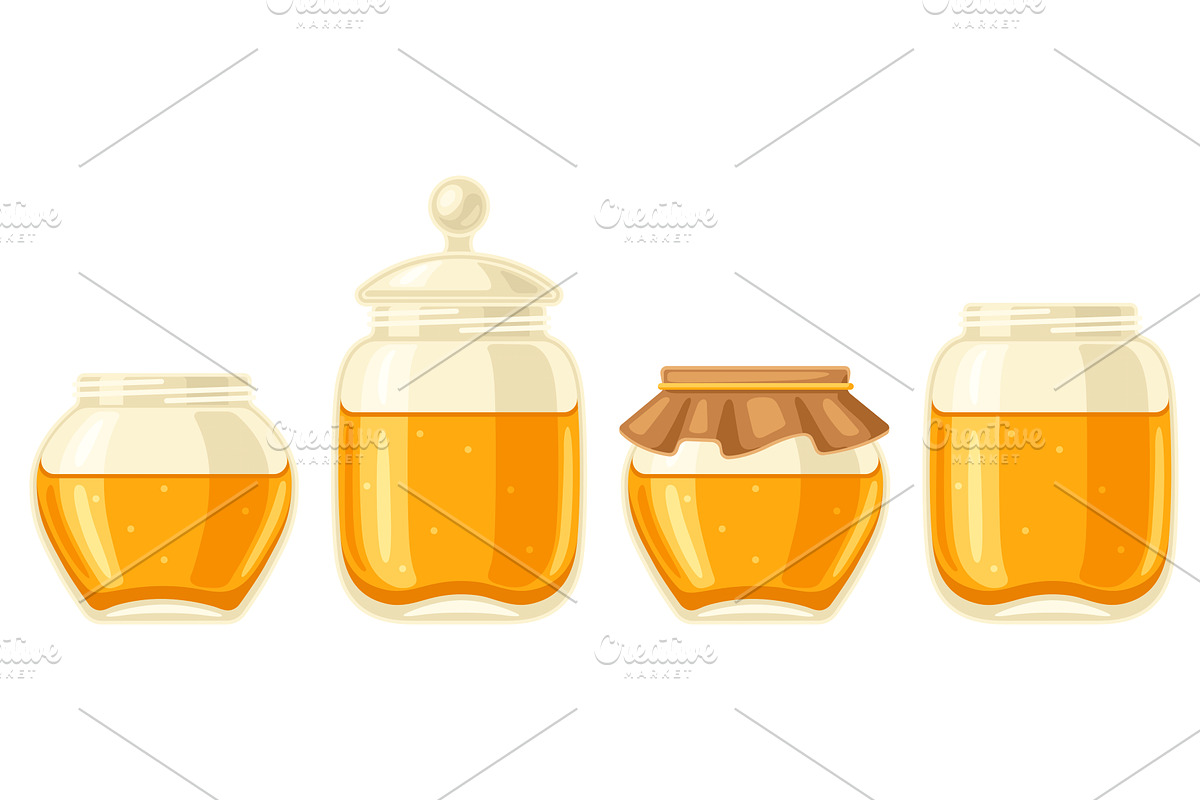 Set of honey jars. Image for food, a Food Illustration by incomible