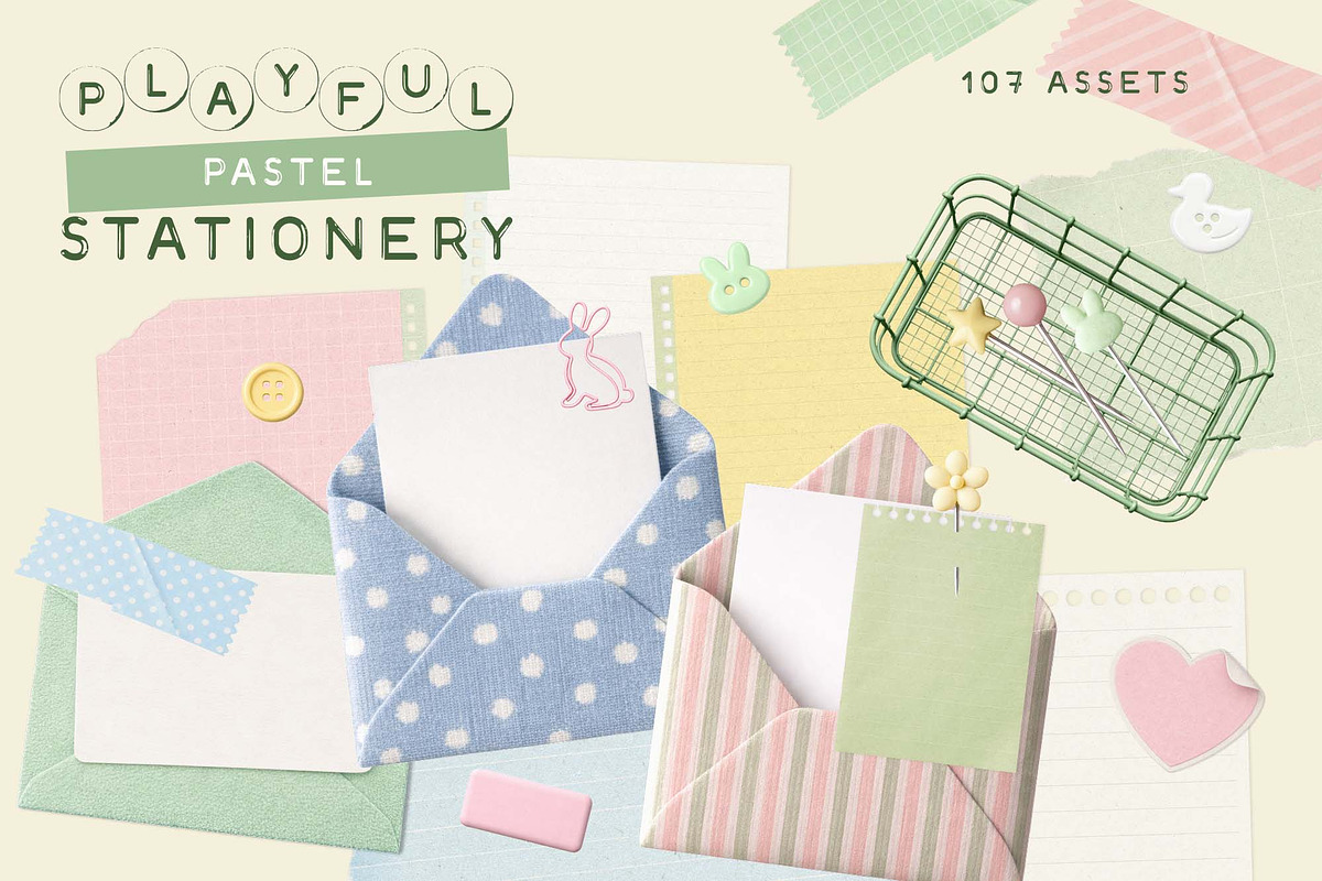 Playful Pastel Stationery, an Object Graphic by DigARTbyHavroshka (Photo 1 of 12)
