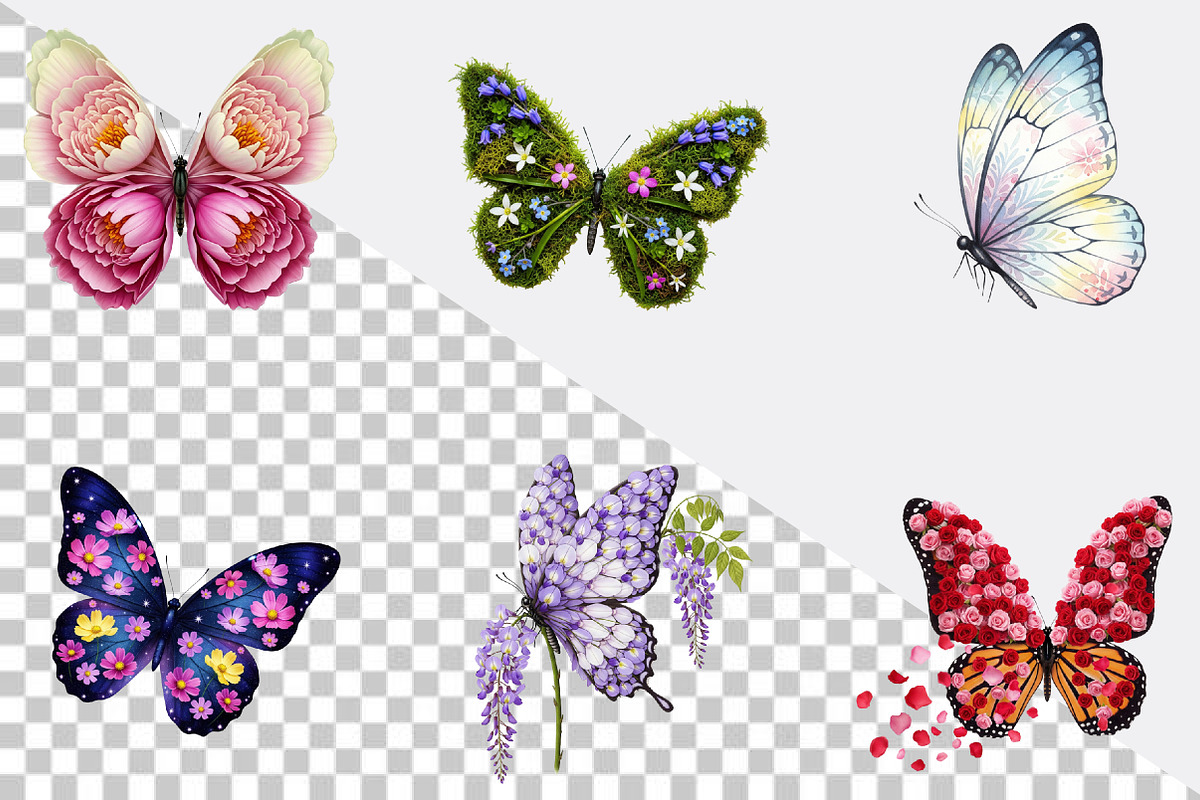 Floral Butterfly PNG Butterflies Cli, an Illustration by SVGArt (Photo 3 of 7)