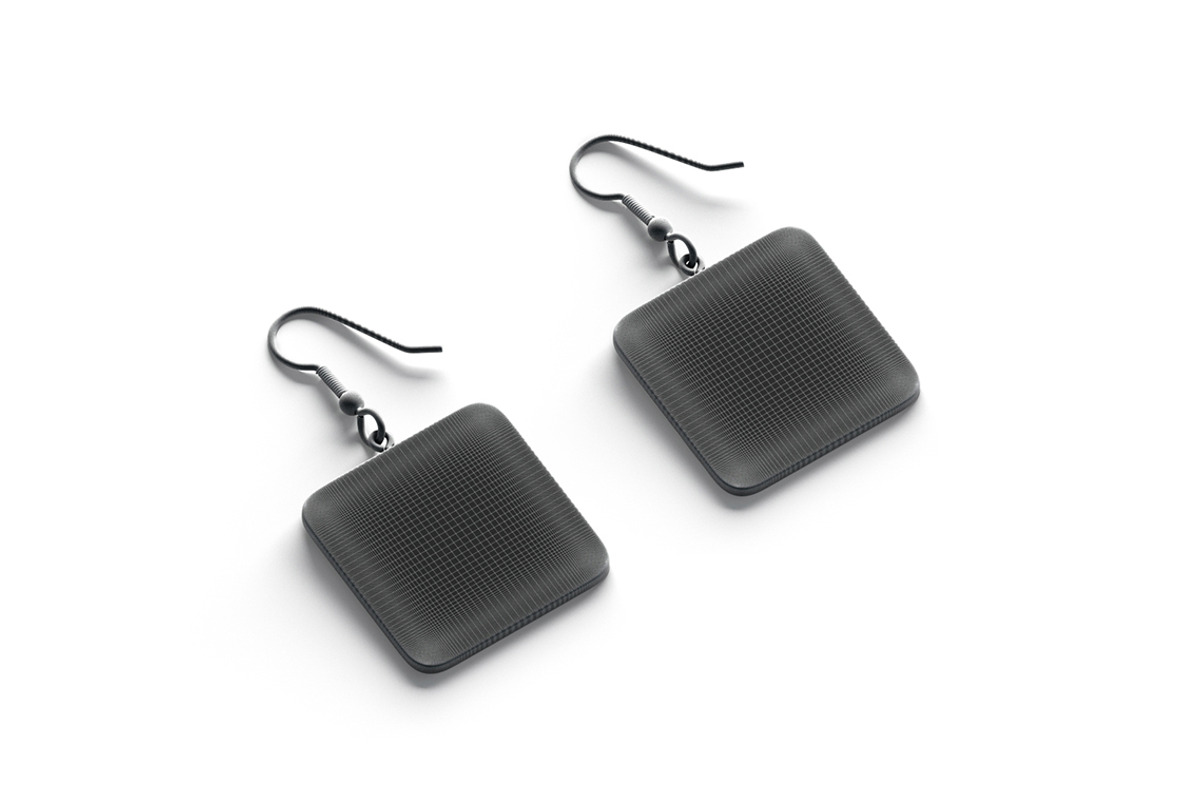 Black Square Earring Pair 3D Model, an Object 3D Model by rebrandy (Photo 7 of 9)