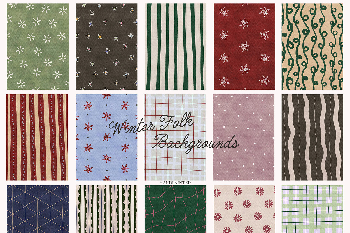 Winter FOLK Frames & Backgrounds, a Decorative Illustration by SunnyAfternoons (Photo 7 of 15)