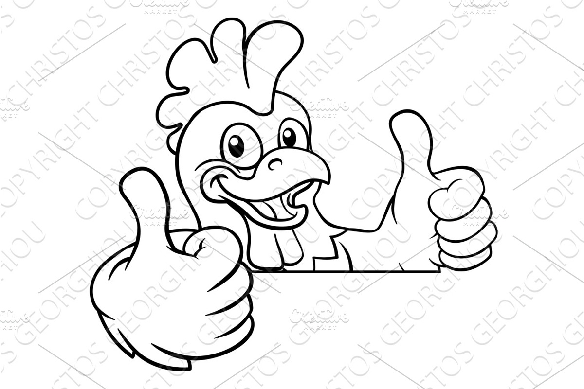 Chicken Cartoon Rooster Cockerel, an Animal Illustration by Christos Georghiou