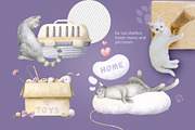 Cats Funny Toys Watercolor Clip art, an Animal Illustration by Elena Malgina Clipart (Thumbnail 5 of 19)