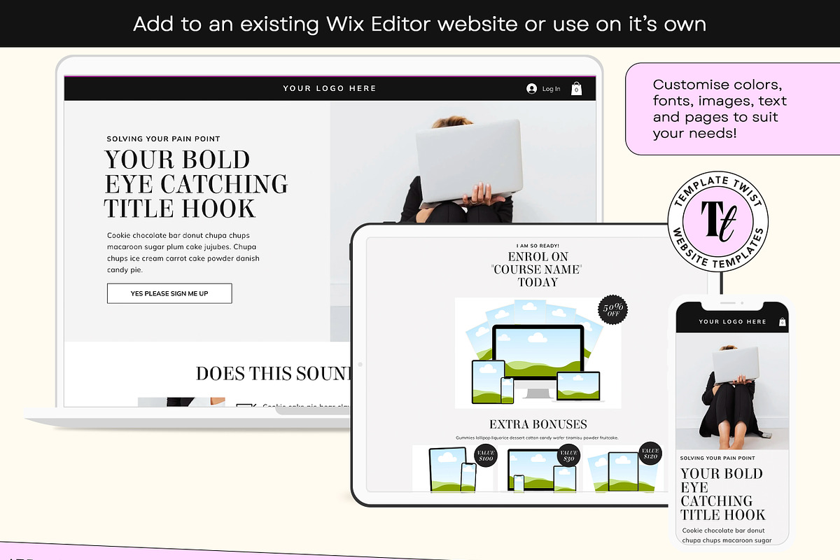 Minimal Faceless Sales Page, a Wix Template by Template Twist Shop (Photo 6 of 10)