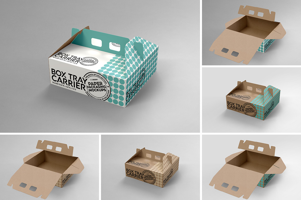 Box Carrier Tray Packaging Mockup, a Cups & Container Mockup by INCDesign (Photo 3 of 7)