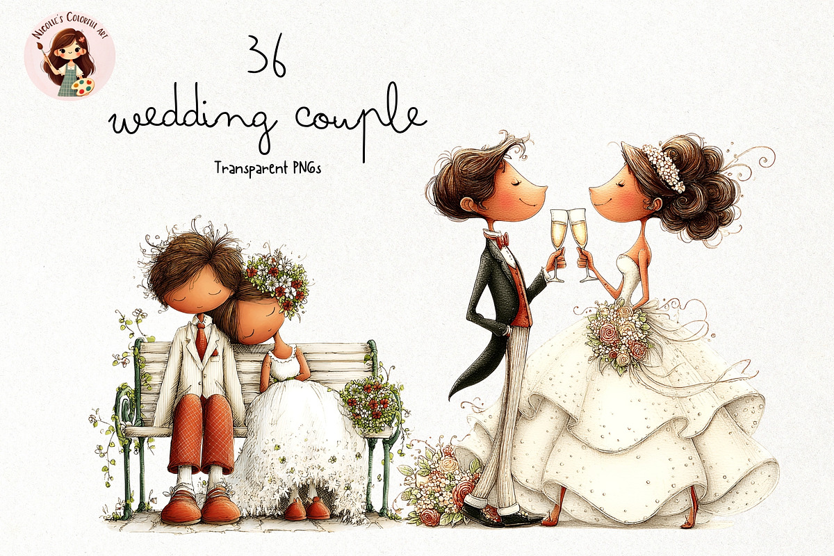 Wedding Couple PNG Clipart, a Person Illustration by Nicolle's Colorful Art (Photo 1 of 4)