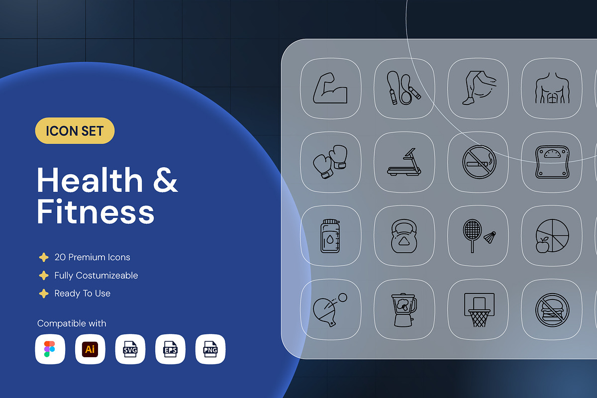 Health & Fitness Icon, an Outline Icon by Nathaya Studio (Photo 1 of 2)
