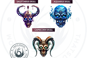 Zodiac Skulls Clipart Set