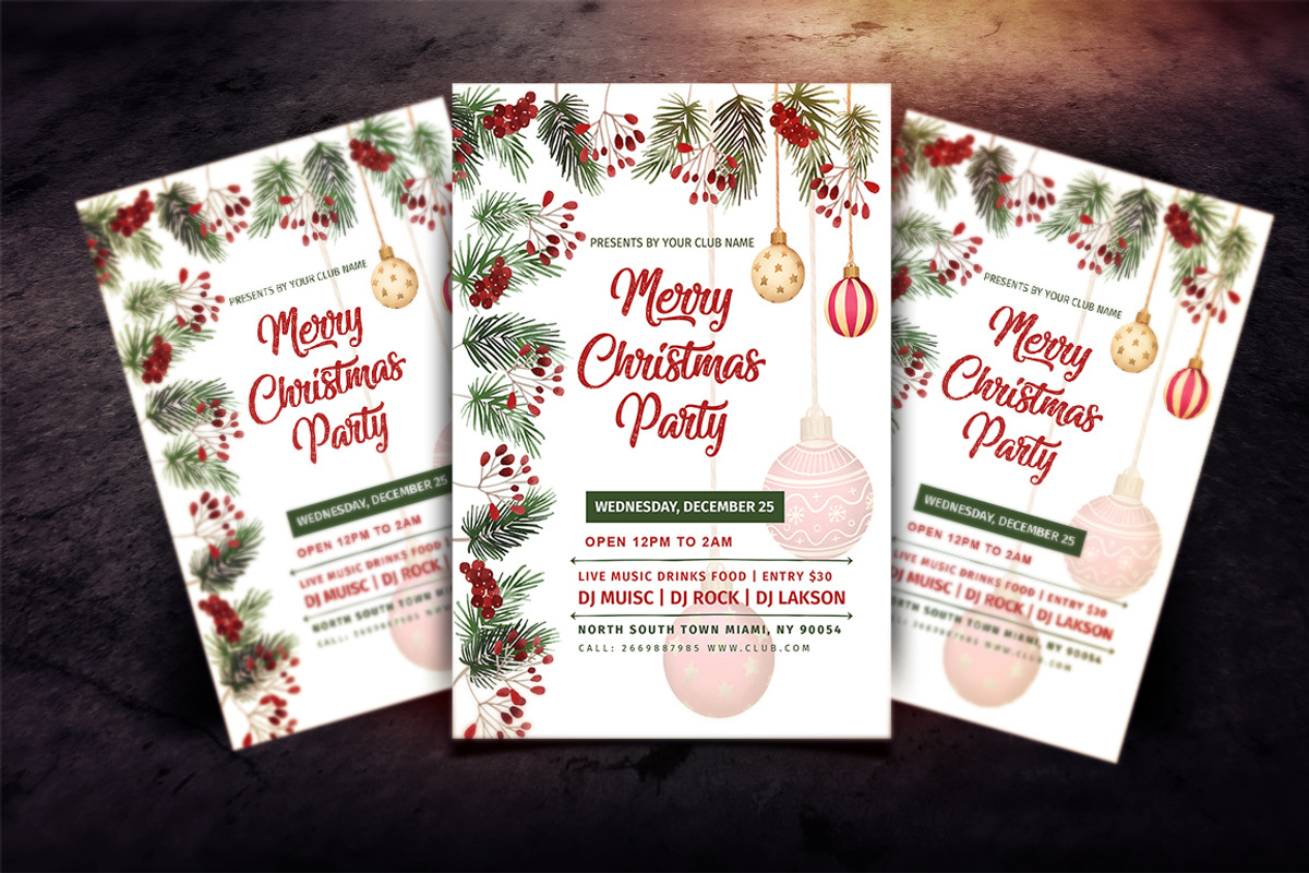 Christmas Party Invitations Template, a Flyer Template by Madhabi Studio (Photo 5 of 6)
