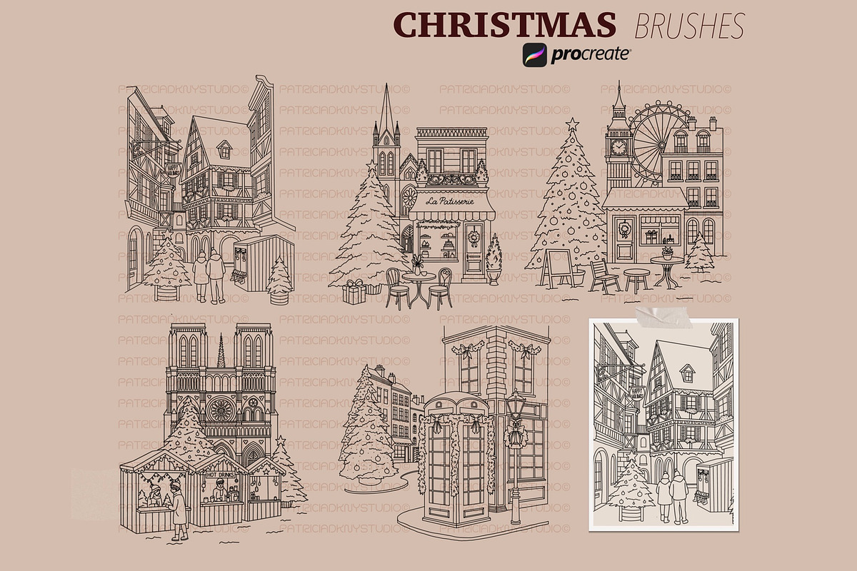 Procreate Christmas scene brushes, a Brush Add-On by PDknyStudio (Photo 3 of 5)