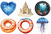 Watercolor Ocean Lover Clipart, an Illustration by Craft Nest (Thumbnail 2 of 6)
