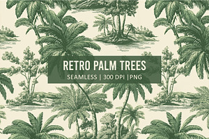 RETRO PALM TREES Seamless Pattern, a Pattern Graphic by AYAKA Studio Co.
