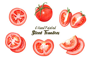 Whole & Sliced Tomates | 6 Clip-arts