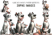 Great Danes with Kittens Clipart, an Illustration by DreamArtGraphic (Thumbnail 1 of 7)