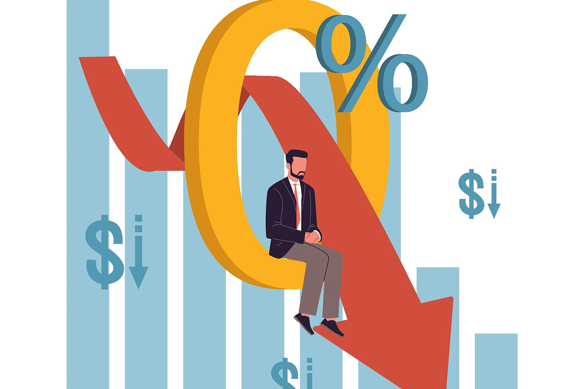 Zero interest rate decline. Falling, a Finance Illustration by YummyBuum (Photo 2 of 3)