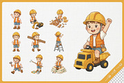 Cute Construction Worker Cartoon, a Work Illustration by Gohsantosa (Thumbnail 4 of 4)