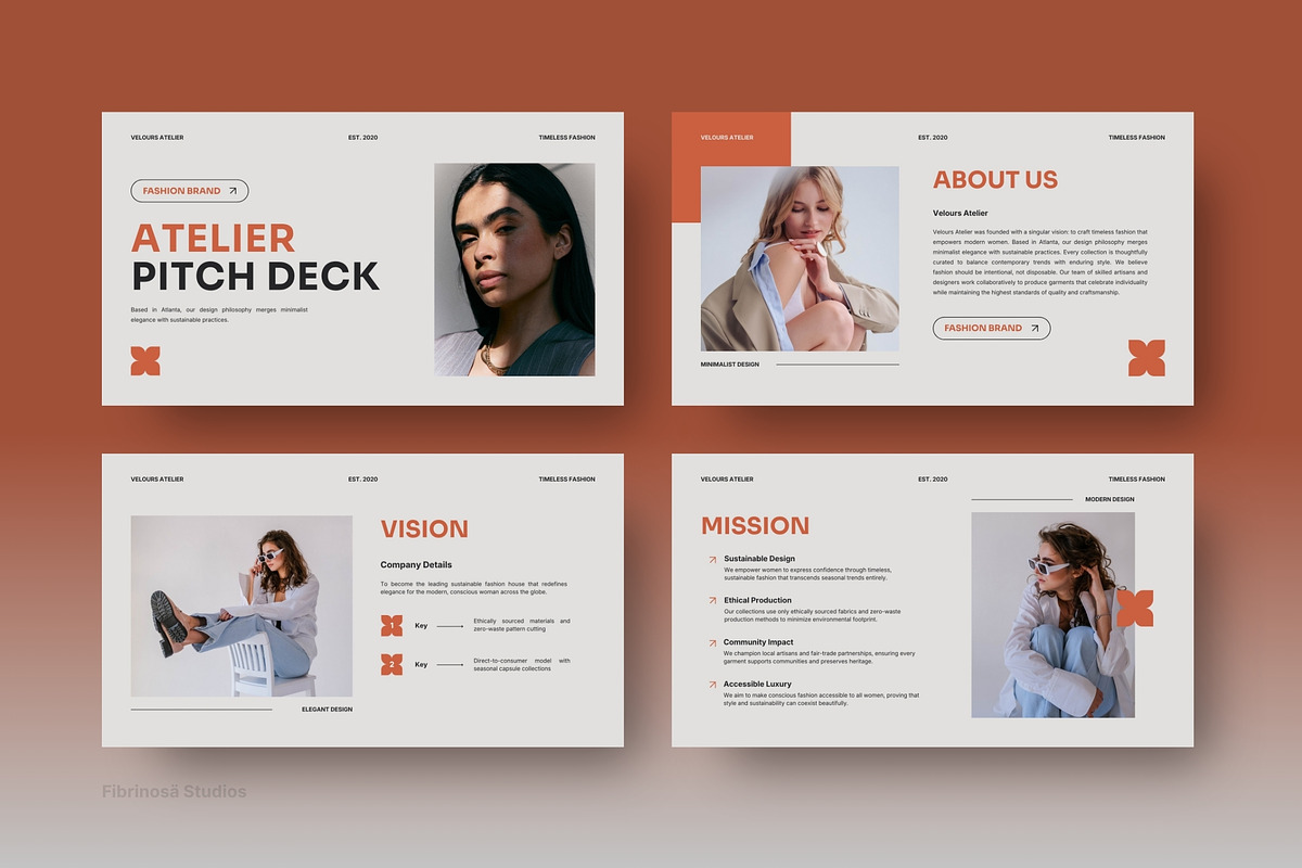 Fashion Brand Atelier Pitch Deck, a Presentation Template by FIBRINOSÄ (Photo 2 of 6)