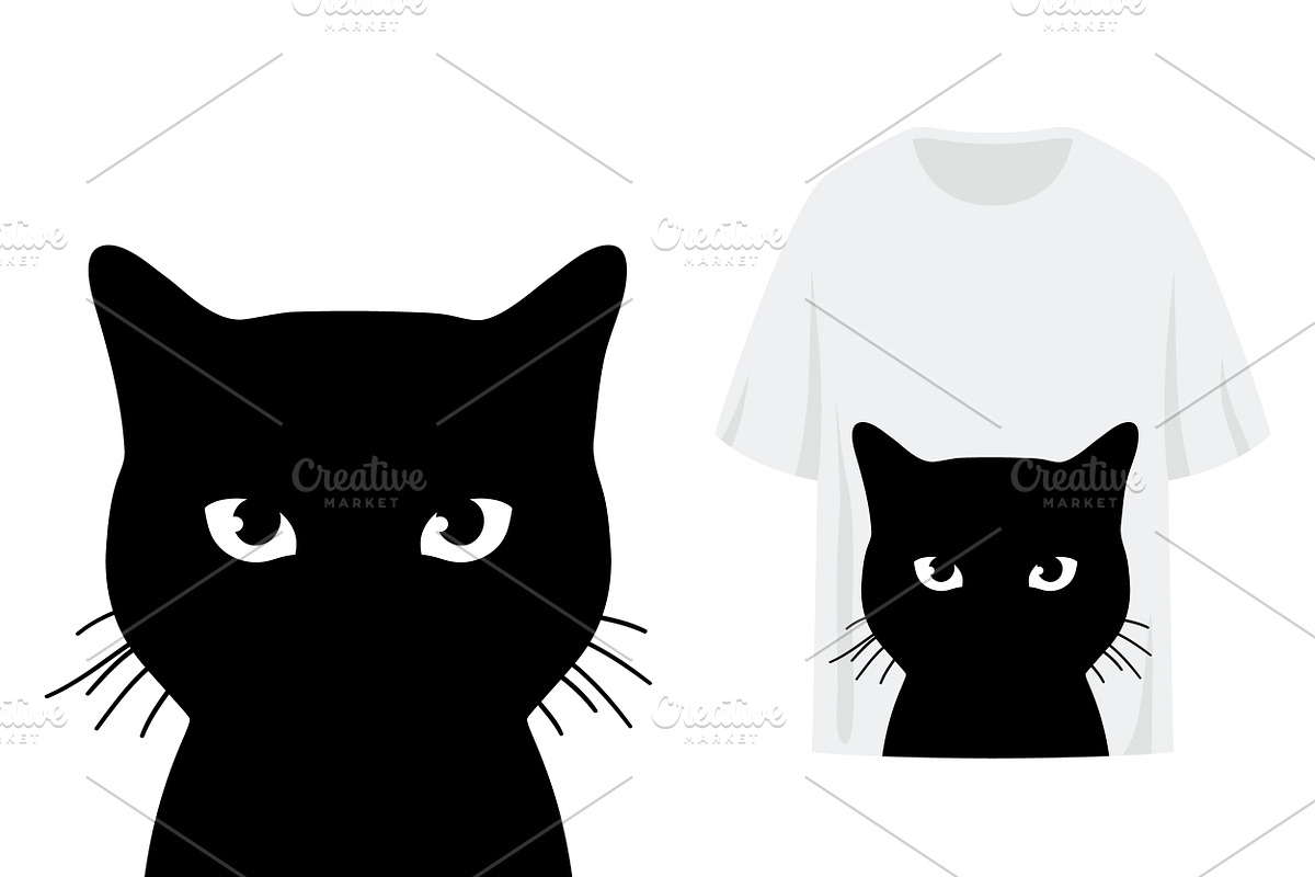 Black Cat T Shirt Design Vector, a Design Template by PsychocheArt (Photo 1 of 3)
