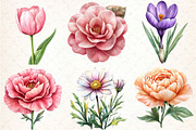Flowers Watercolor Clipart Vol, an Illustration by DreamCafeArt (Thumbnail 2 of 7)
