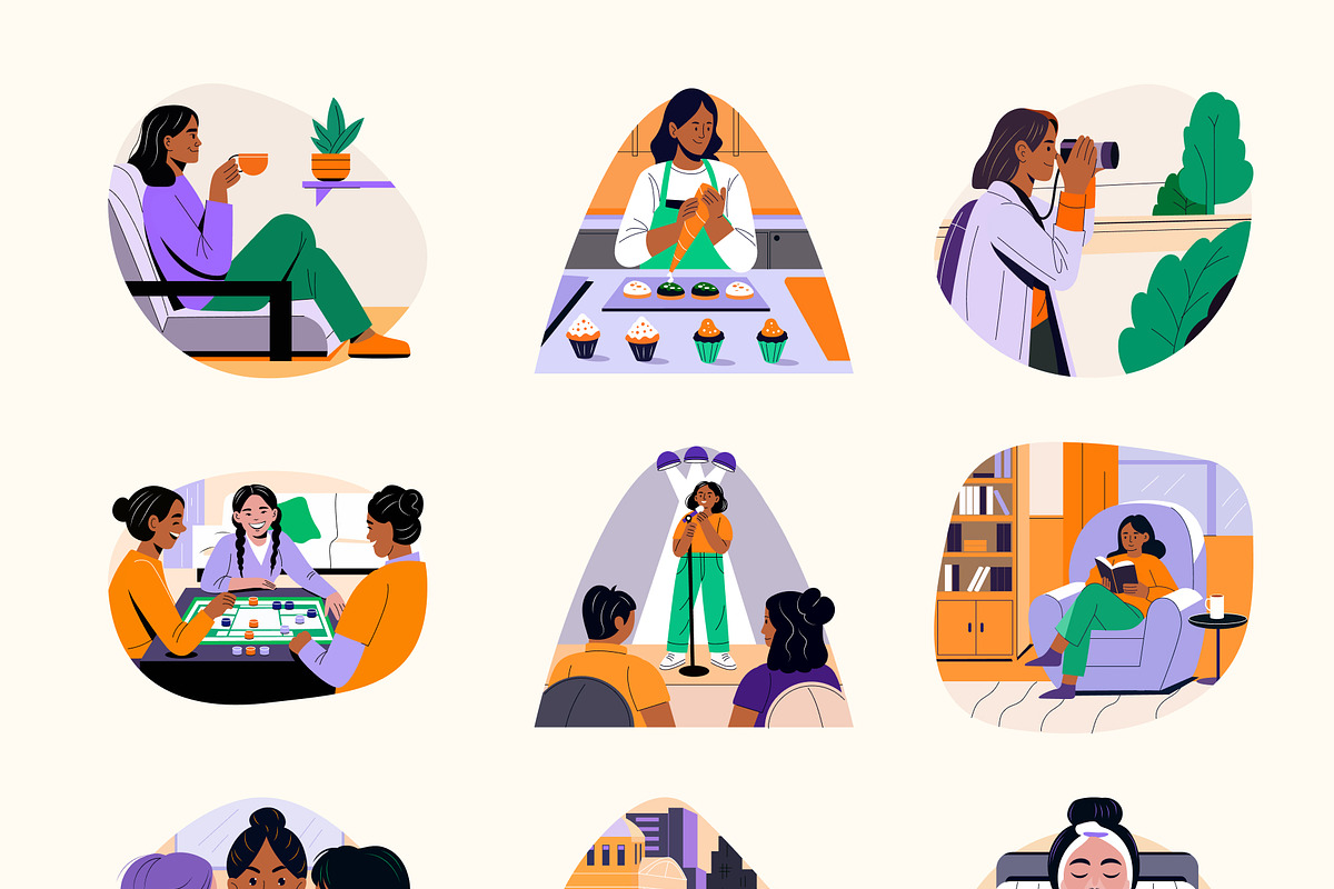Girl Life Illustration Set, an Emoji Icon by Creative Stall (Photo 9 of 9)
