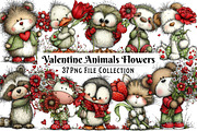 Valentine Animals with Flower Clipar, an Illustration by Dream Creation (Thumbnail 1 of 7)