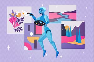 Art content generator creativity, a Technology Illustration by Lemberg Vector