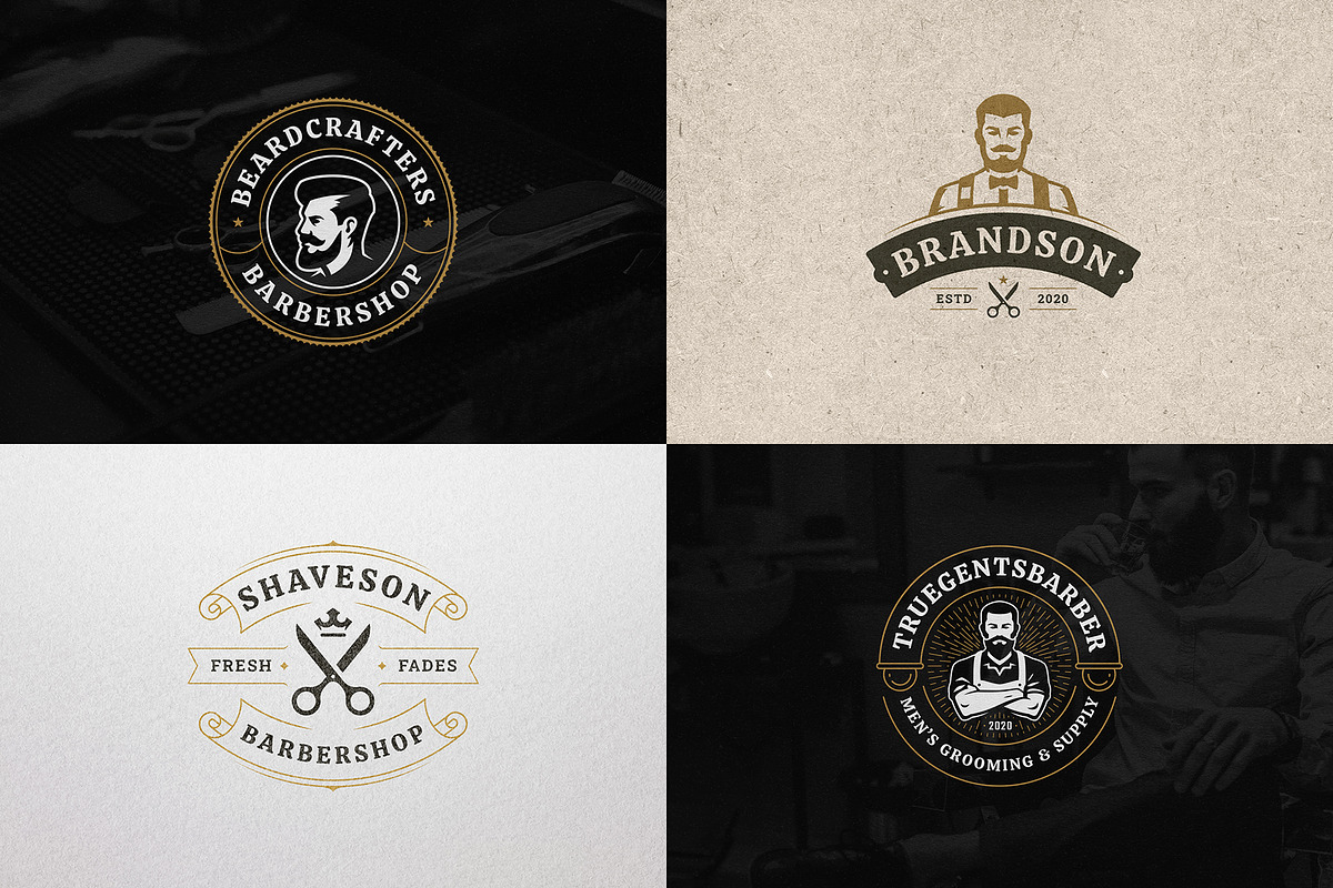 27 Barbershop Logotypes, a Branding & Logo Template by Vasya Kobelev (Photo 4 of 10)