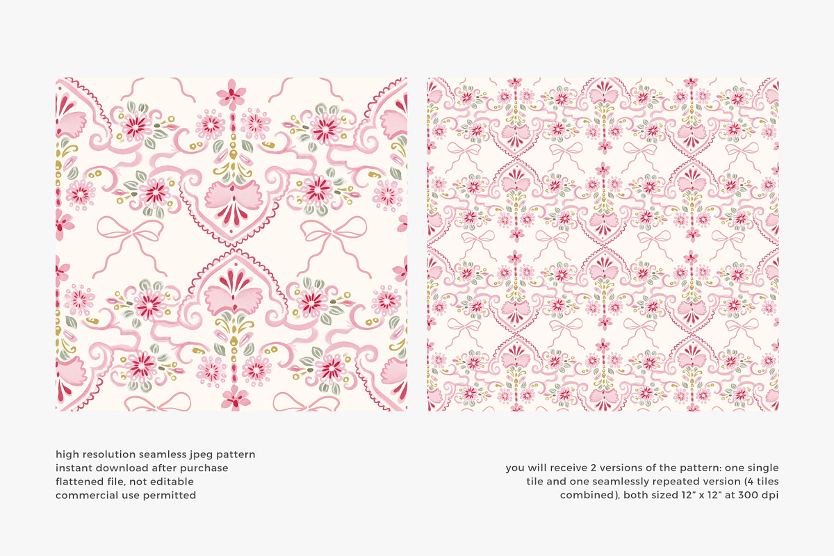 folk floral seamless pattern, a Pattern Graphic by Pink Studio Art (Photo 3 of 4)