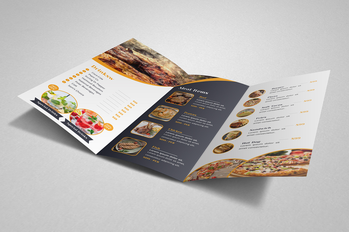 Food Menu Trifold Brochure, a Brochure Template by SamiSimply7 (Photo 2 of 3)