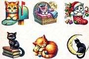 Watercolor Cat Sublimation Clipart, an Illustration by DreamCafeArt (Thumbnail 2 of 5)