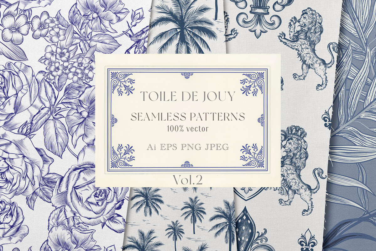 TOILE DE JOUY vector patterns set, a Seasonal Illustration by FleurArt (Photo 1 of 8)