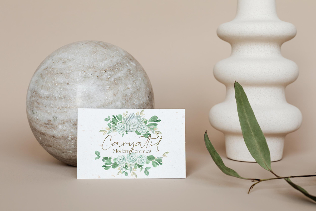 White Proteas and Eucalyptus Boho, a Texture Illustration by Catch the Dream Art (Photo 7 of 9)