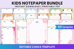 Kids Notepaper Bundle For Canva, a Stationery Template by Shumaya