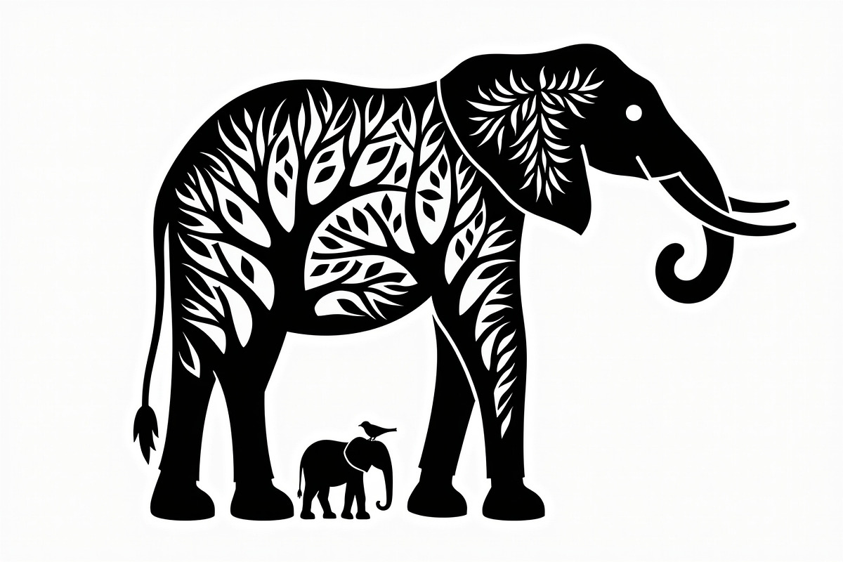 Silhouette of a Cute Elephant vector, an Illustration by Amazin_art (Photo 13 of 21)