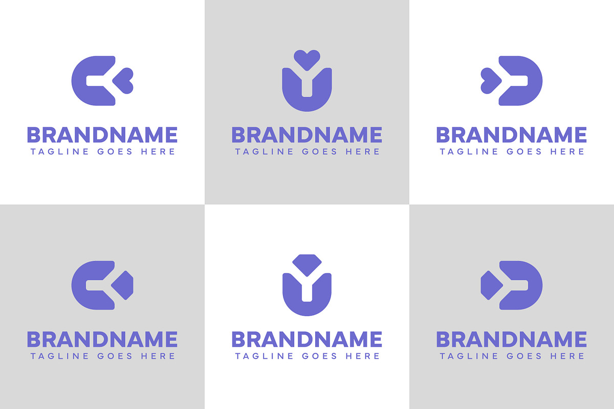 C CY U UY D DY Love and Diamond Logo, a Branding & Logo Template by Pray Art Design Studio