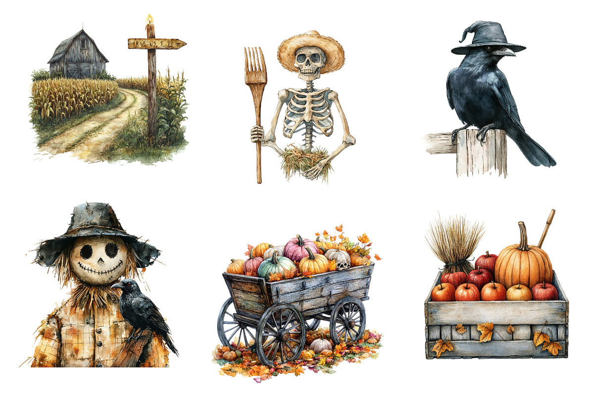 Antique Farming in Halloween Clipart, an Illustration by CreationArt (Photo 2 of 5)