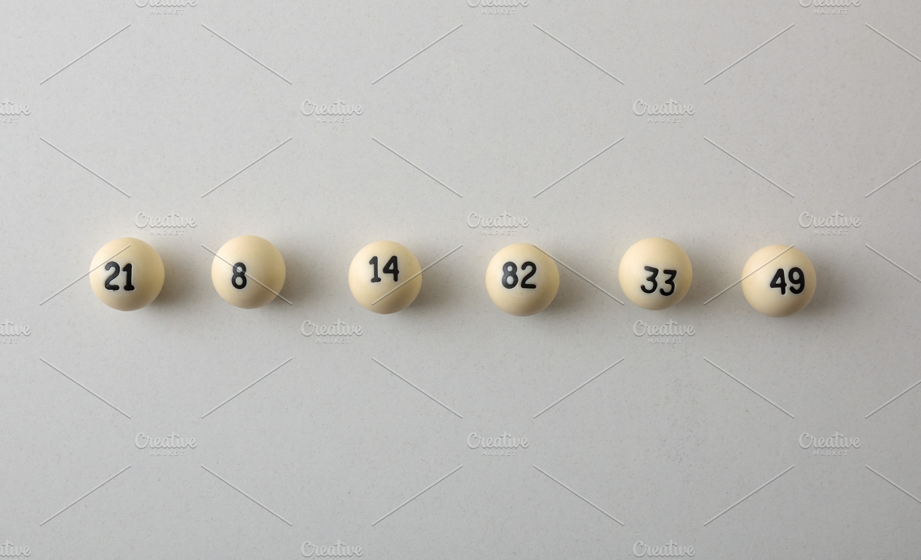 Six Numbered Lottery Balls in a Row, a Sports & Recreation Photo by Davizro's Market