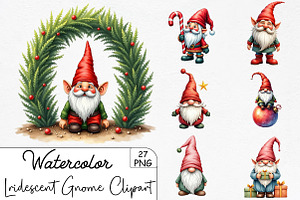 Lridescent Christmas Gnome Clipart, an Illustration by CrexoraLab