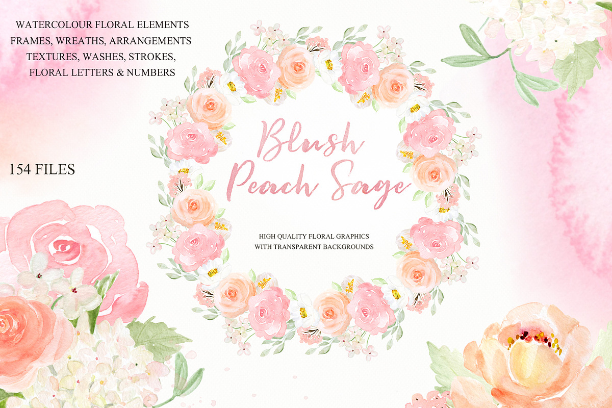 Blush Peach Sage flowers, a Texture Illustration by LABFcreations (Photo 3 of 13)