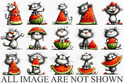 Summer Cat Enjoy Watermelon Clipart, a Seasonal Illustration by Canvas Craft (Thumbnail 3 of 7)