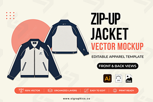 Zip-up Work Jacket Vector Template