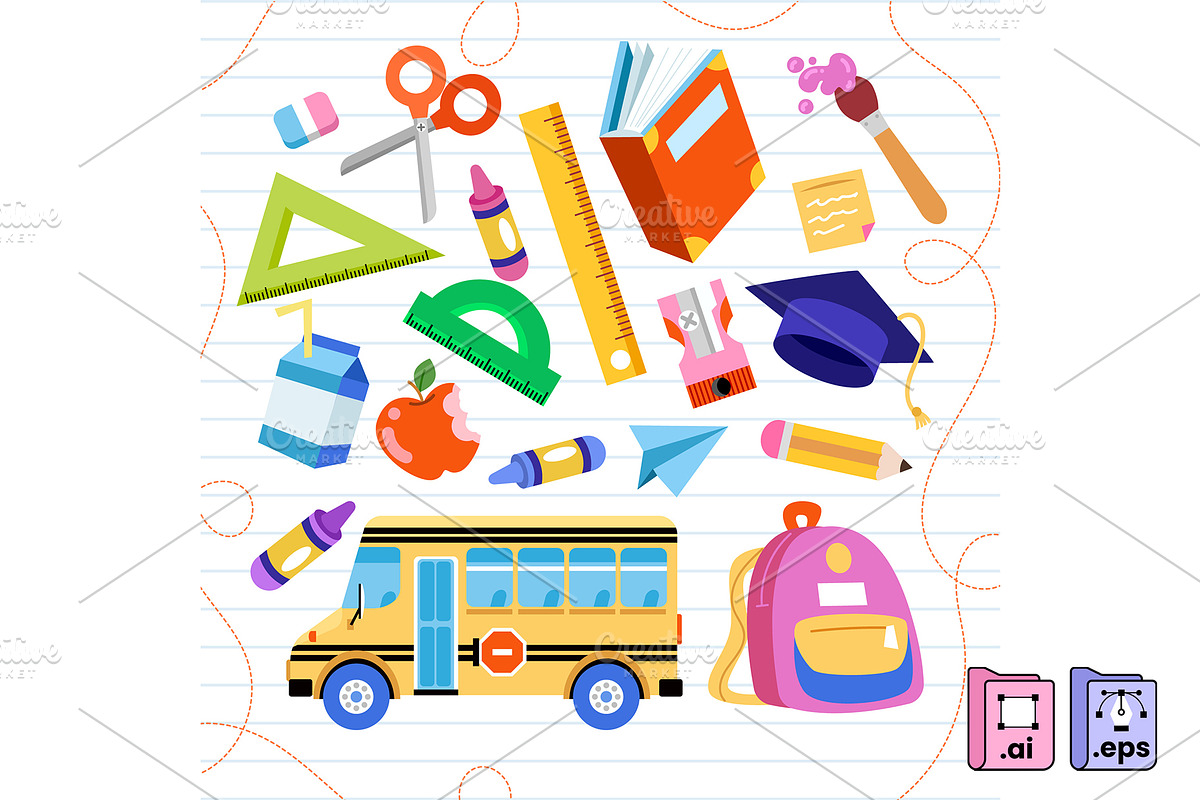 Set of Back-to-School Elements, an Object Illustration by MISS CHATZ (Photo 2 of 3)
