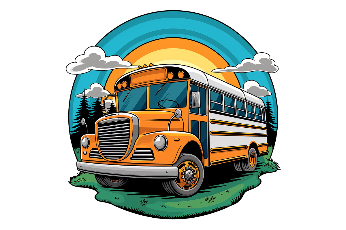 Retro School Bus Graphic PNG, a Transportation Illustration by Ghagra (Photo 2 of 3)