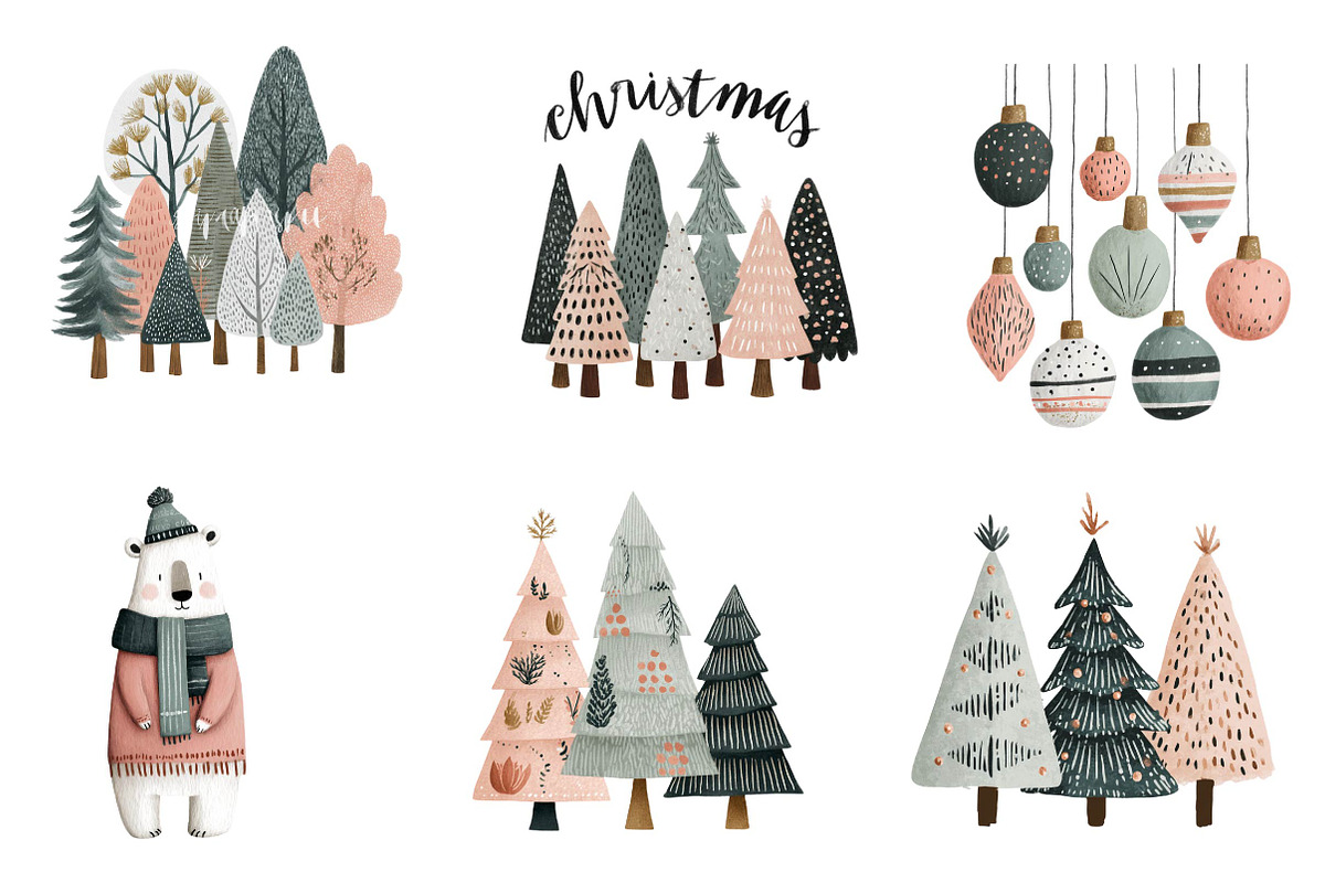 Boho Christmas Trees PNG Bundle, an Illustration by CreationArt (Photo 2 of 5)